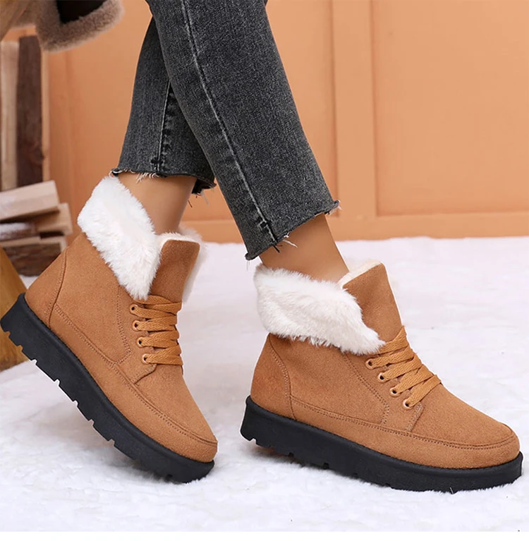 Women's Winter Snow Boots With Fur Lining And Low Heels_voghion.com
