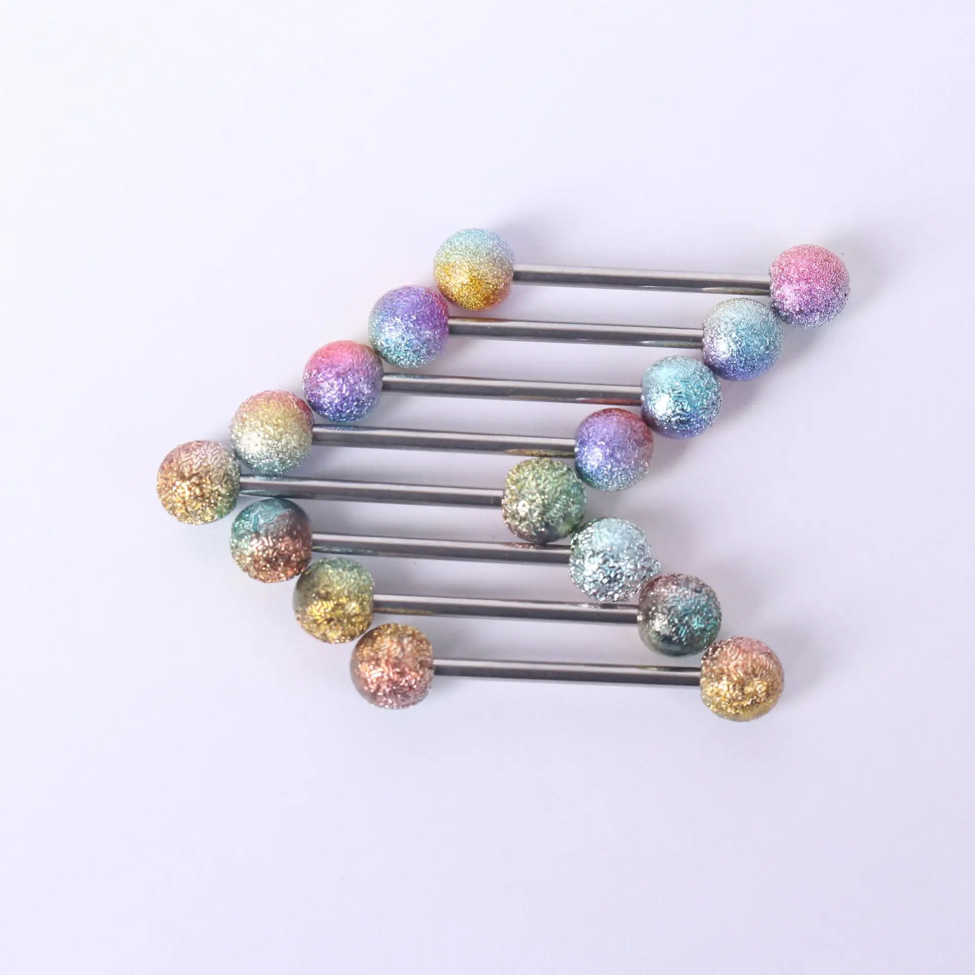 6PCS Shimmering Acrylic Tongue and Nipple Barbell Set