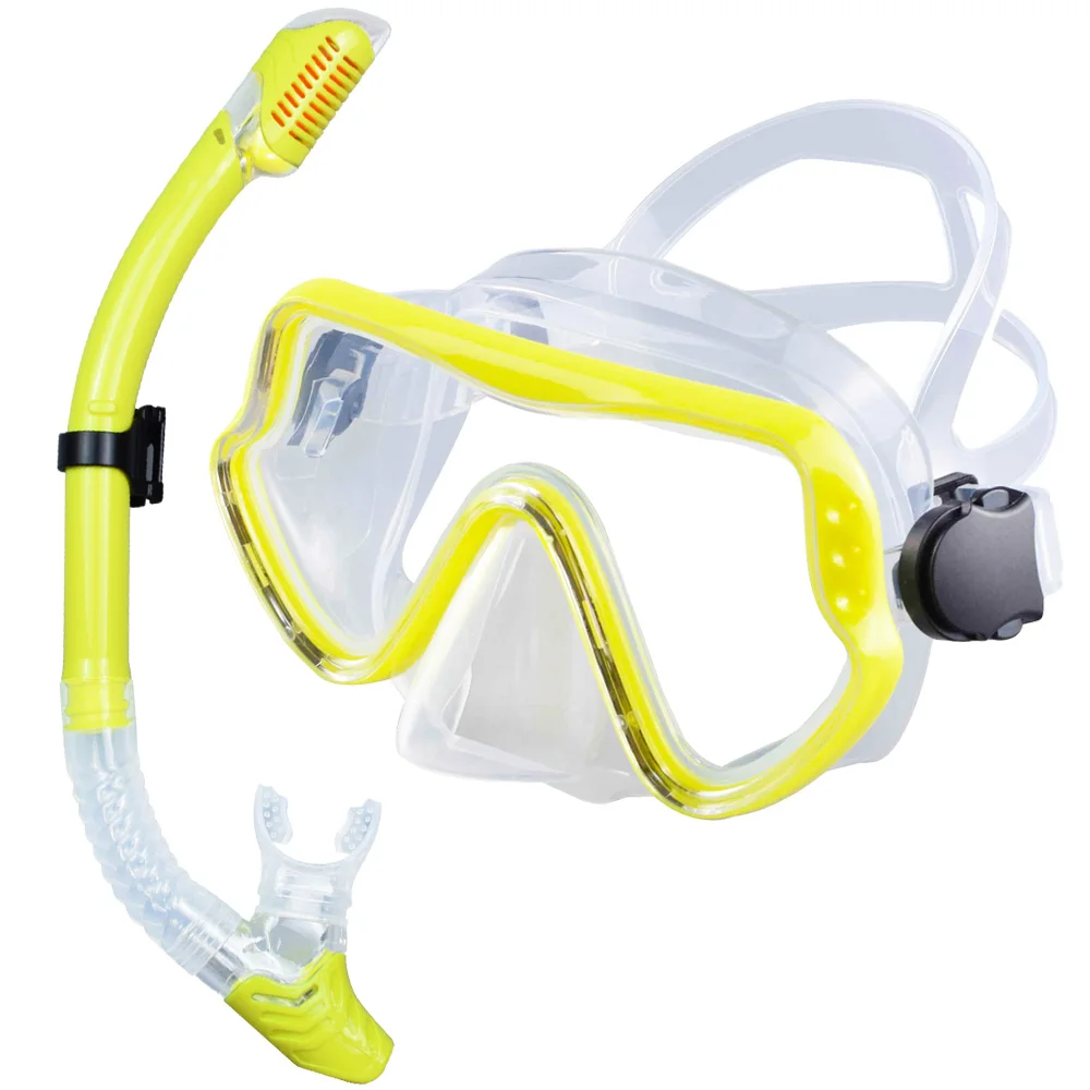 Adult Panoramic View Scuba Mask & Snorkel Set for Professional Diving and Swimming Training