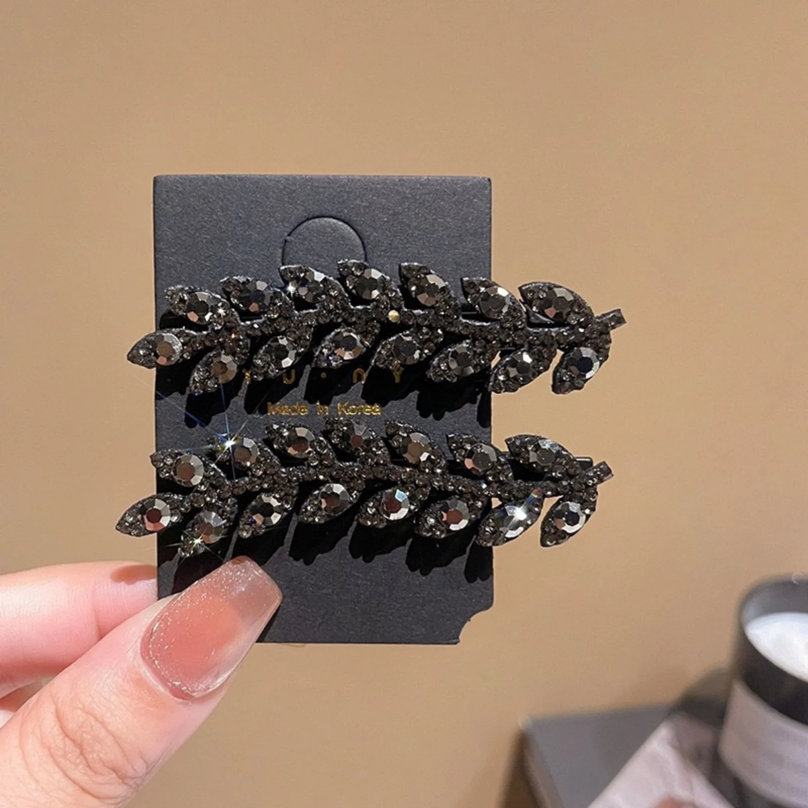 2PCS Rhinestone Leaf Hair Clips, Sparkly Crystal Hair Accessories for Women, Elegant Hair Decor for Updos