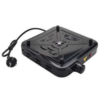 HOLIF-2X Piano cottura elettrico a bruciatore singolo, piastra riscaldante a temperatura regolabile, 1500 W, spina europea nera e inossidabile 1