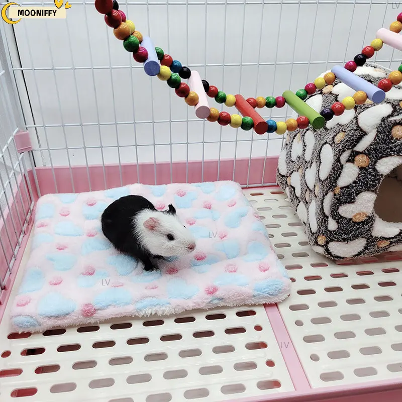 Guinea Pig Hamster Bed House Warm Plush Small Animal Cushion Bed Mat