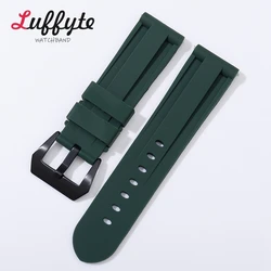 Waterproof Silicone Rubber Watch Band Strap with Stainless Steel Buckle - Multiple Color Options - 26mm (Army Green - black)