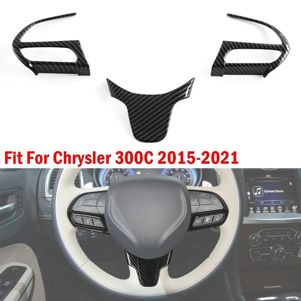 Per Chrysler 300C 2015-2021 ABS Interni Auto Volante Pulsante di Controllo Decorazione Della Copertura Telaio Trim Carbon Look Decorazione