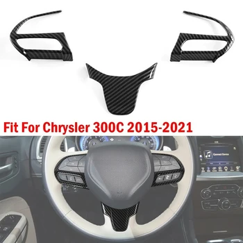 Per Chrysler 300C 2015-2021 ABS Interni Auto Volante Pulsante di Controllo Decorazione Della Copertura Telaio Trim Carbon Look Decorazione