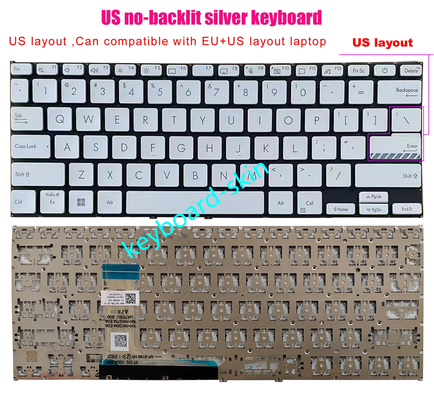 

Новая Серебристая английская клавиатура без подсветки для ноутбука ASUS VivoBook ADOL14Z X1402 X1402Z X1403 X1403Z M1402 M1403 D1402 F1402