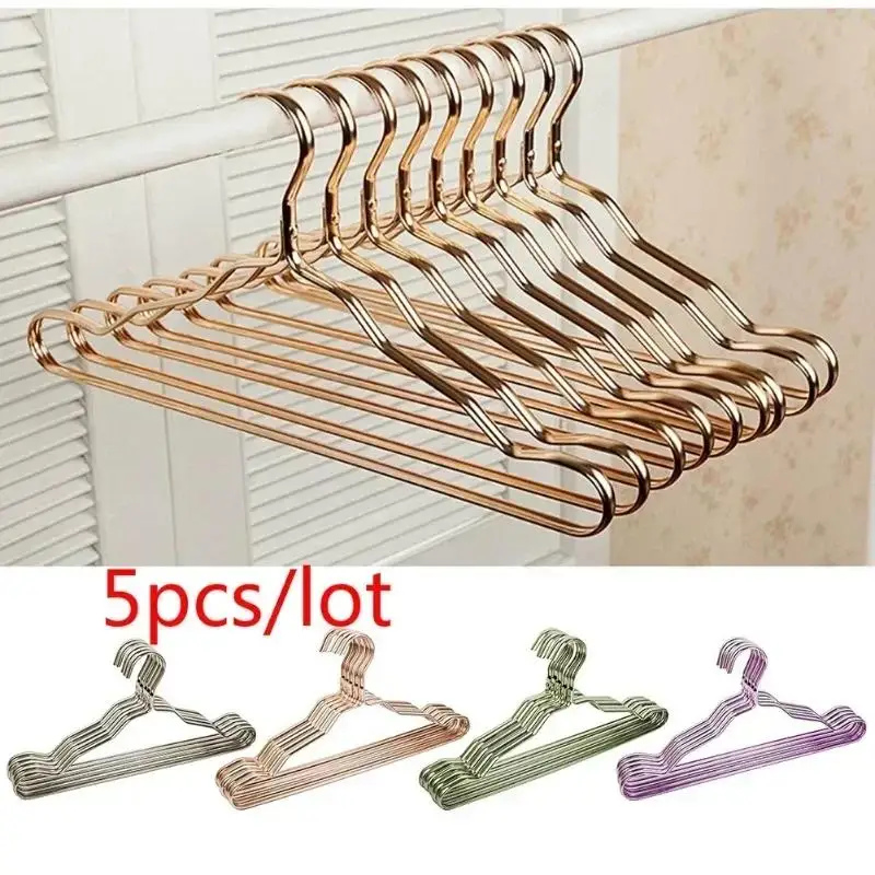 5 PCS/Set Aluminum Alloy Clothes Hanger Adult Clothes Hanger Sliding Seamless Metal Clothes Hanger Wardrobe Storage Rack