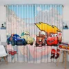 Disney Cars Mcqueen Boy Cartoon Children'S Room Bedroom Bay Window Floor-To-Ceiling Window Blackout Cloth Printed Curtain 4