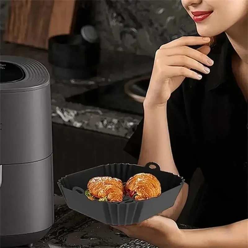 Reusable Square Air Fryer Silicone Liner, Non-Stick & Heat-Resistant Baking Mat, Easy Clean Accessories for Most Air Fryer Model