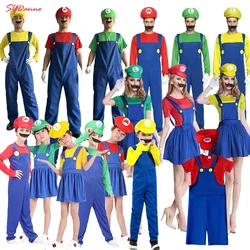 Game Funny Super Brother Marios Luigi Bros Fantasia Jumpsuit Man Dress Suit Overalls Anime Cosplay Carnival Halloween Costumes