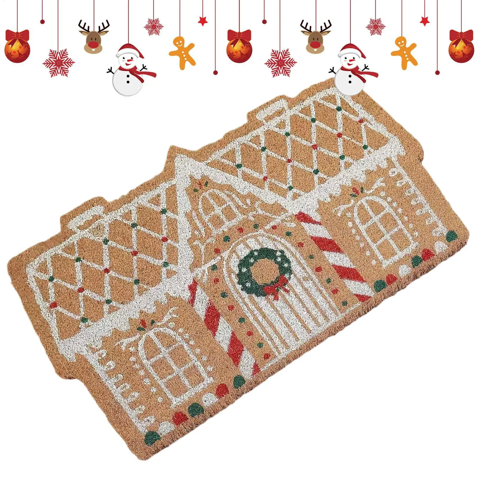 Christmas Doormat imitation cashmere Front Door Floor Mat Non-Slip Rug Holiday Decoration Winter Mat for Home Kitchen Bathroom