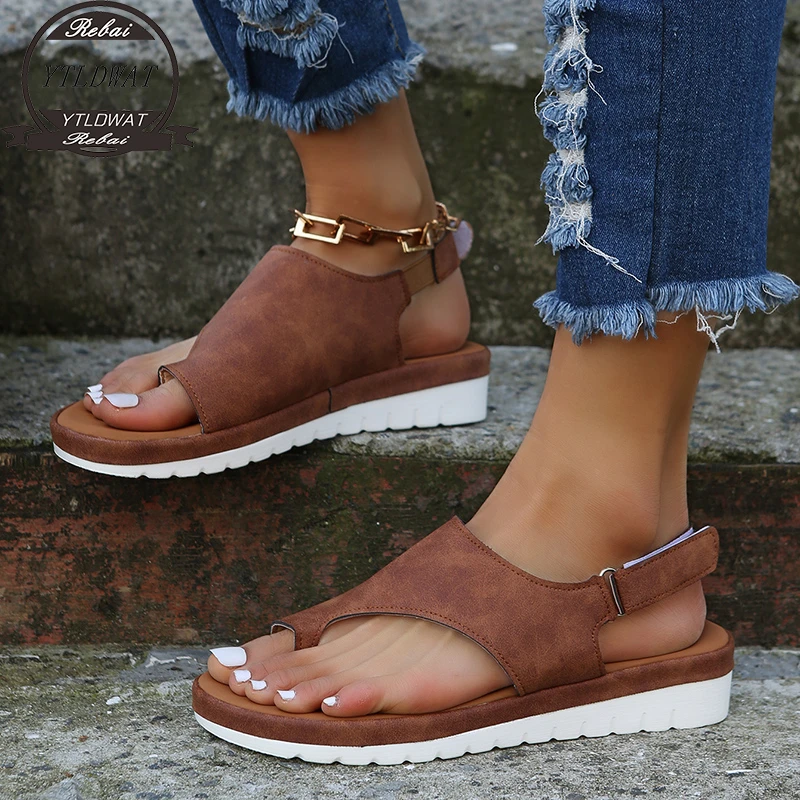 

2022 Women Slippers Fashion Summer High Heel Beach Flops Slipper Platform Shoes Sandals Non-slip Feet
