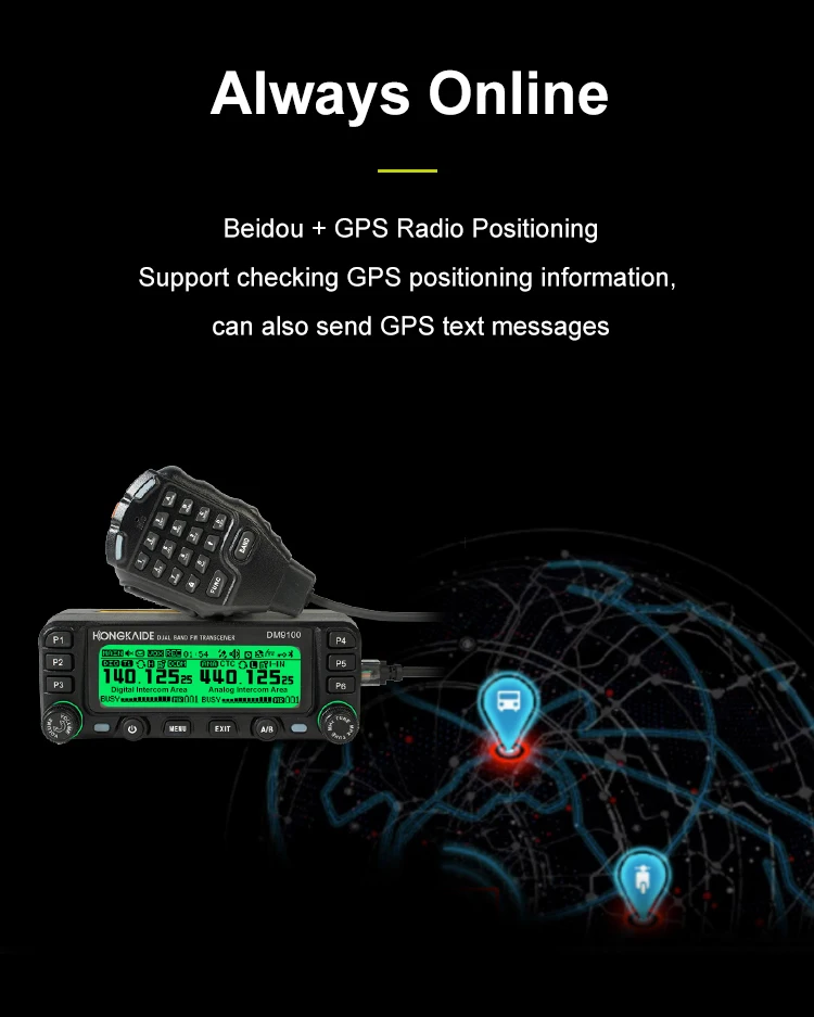 Hongkaide DM9100 DMR Digital Radio with GPS APRS Bluetooth VHF UHF Dual Time Slo