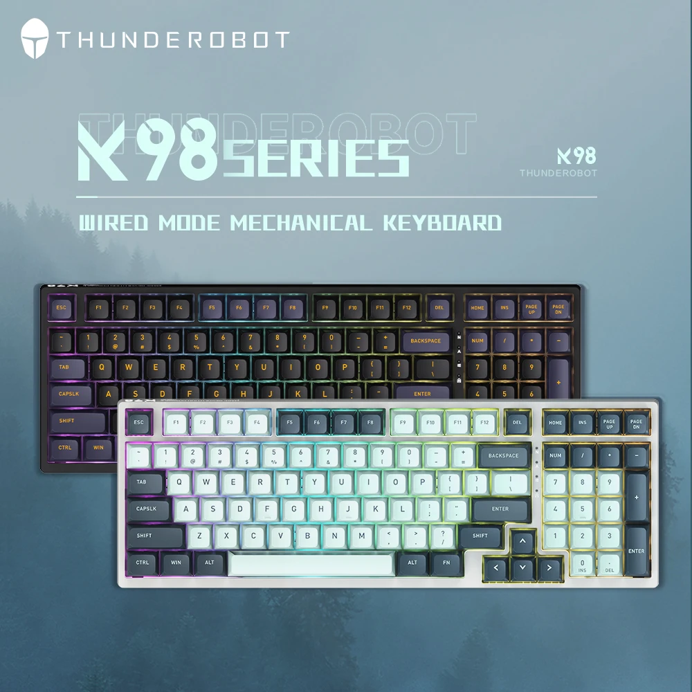 

Механическая клавиатура Thunderobot K98, проводная игровая клавиатура с RGB подсветкой, 98 клавиш, с колпачком клавиш, для ПК и ноутбука