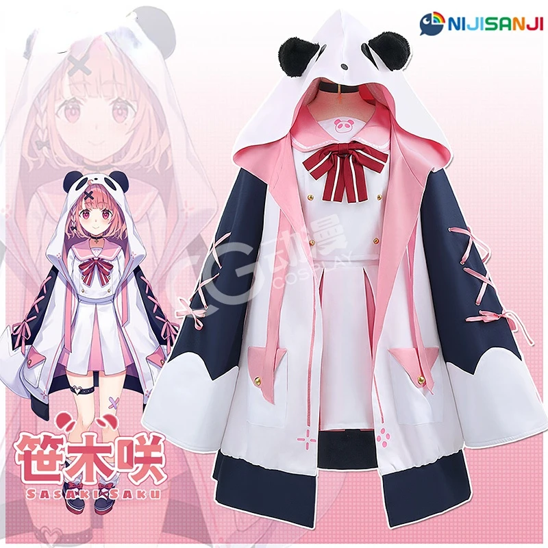 

Hololive VTuber Sasaki Saku Cosplay Costumes YouTuber Cute Panda Wig Shoes Halloween Carnival Uniforms Custom Made