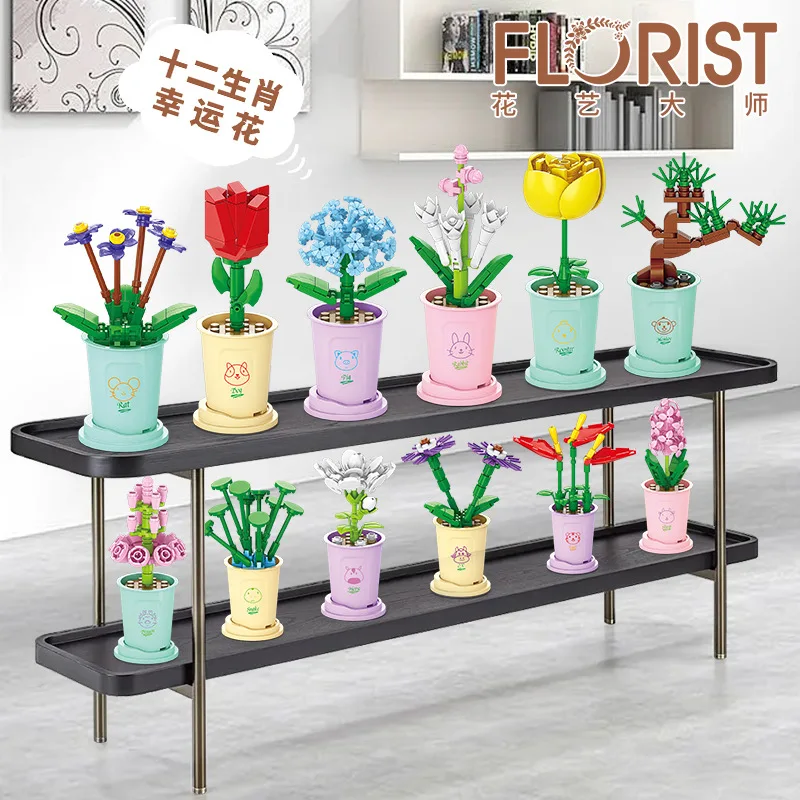 Creative Mini Flower Bouquet Block Mini Building Blocks for Children Girls 6 to 14 Years Old Model Assembly Bricks Toy For Kids