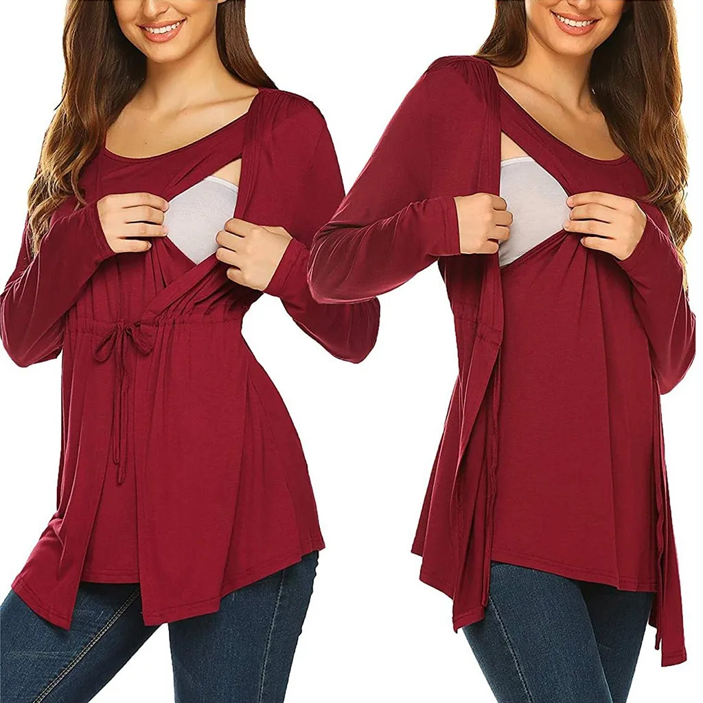 Maternity Clothes T-Shirt Tops Long Sleeve Blouse for Mom Breastfeeding