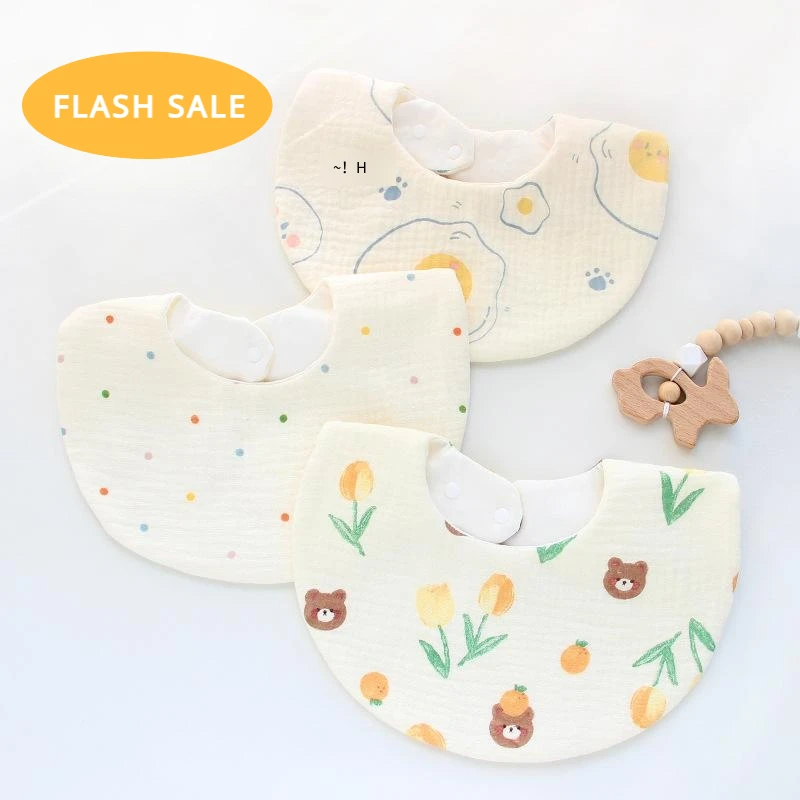 

Print Soft Cotton Baby Bibs Girl Skin Friendly Saliva Towel Waterproof Absorbent Burp Cloth Bandana Scarf Newborn Accessories