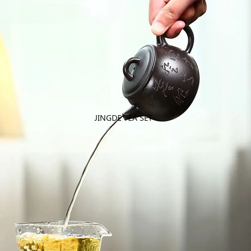 190ml Yixing Yixing purple clay teapot hand-painted black clay traditional filter tea set household tea pot
