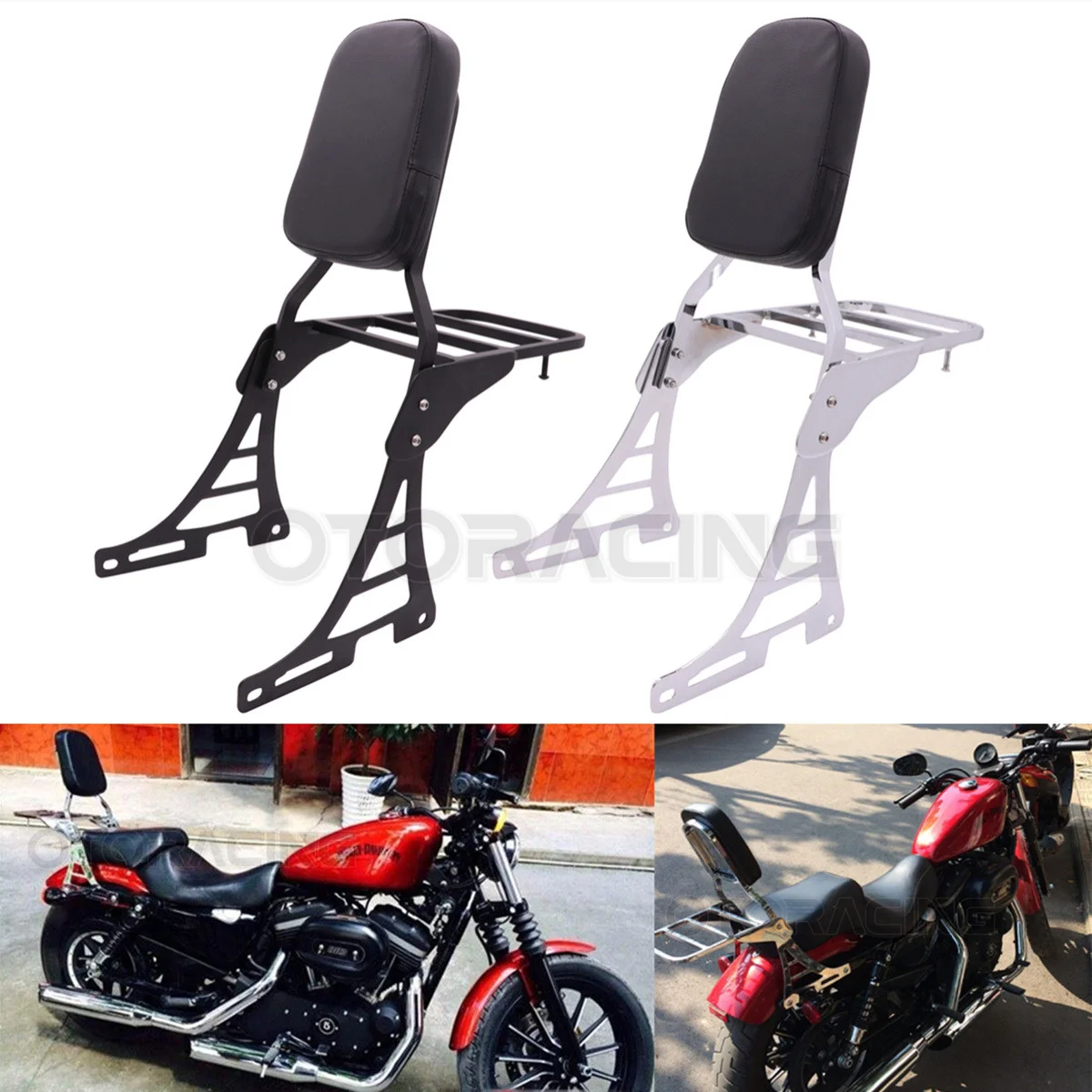 Motorcycle Backrest Sissy Bar with Rear Luggage Rack For Harley