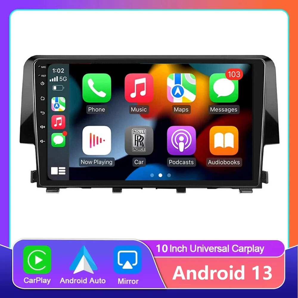 

4G Carplay Android 13 автомобильный радиоприемник GPS для Honda Civic 10 2015 - 2021 мультимедийная видеонавигация стерео аудио dsp WIFI