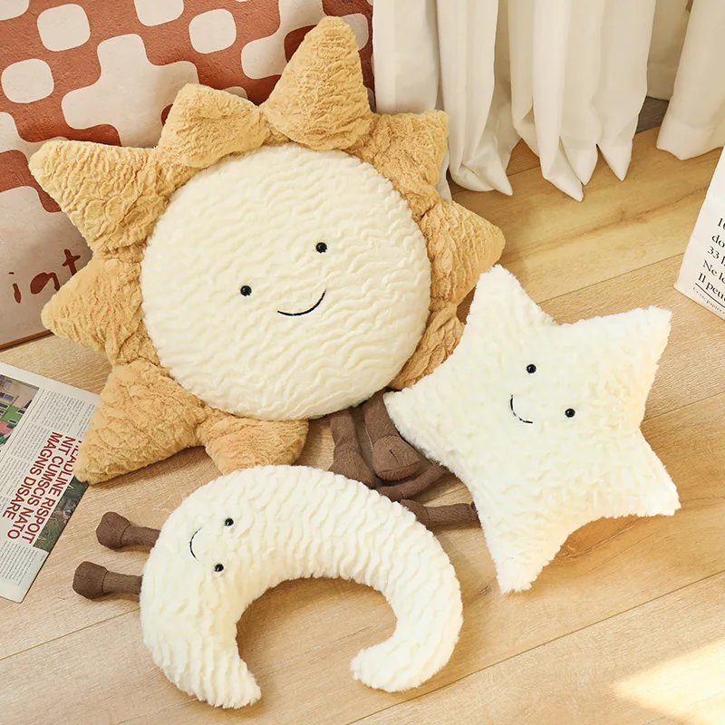 Cloud Rainbow Sun Moon Star Shaped Pillow 3 Pcs Nursery Stuffed Throw  Pillows