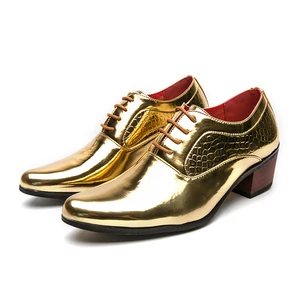 Image for Men Dress Shoes Fashion Gold Leather Men Formal Sh 