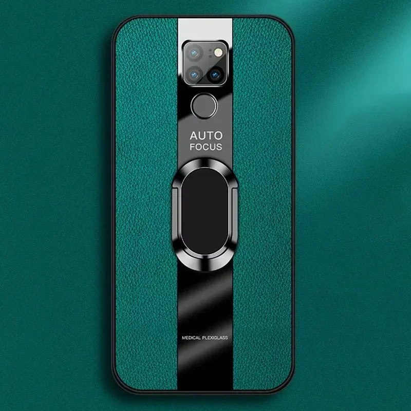 Luxury PU Leather Case with Ring Holder - Premium Silicone Phone Cover