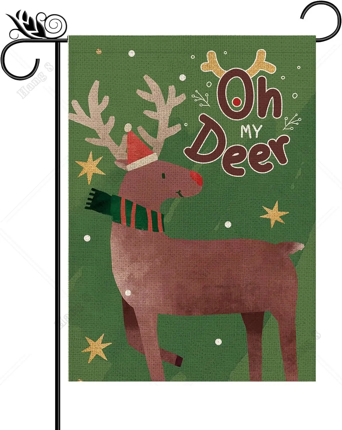 

Christmas Garden Flag Oh My Deer Double Sided Polyester Xmas Winter Holiday Decorations Yard Lawn Outdoor Decor 12x18 In