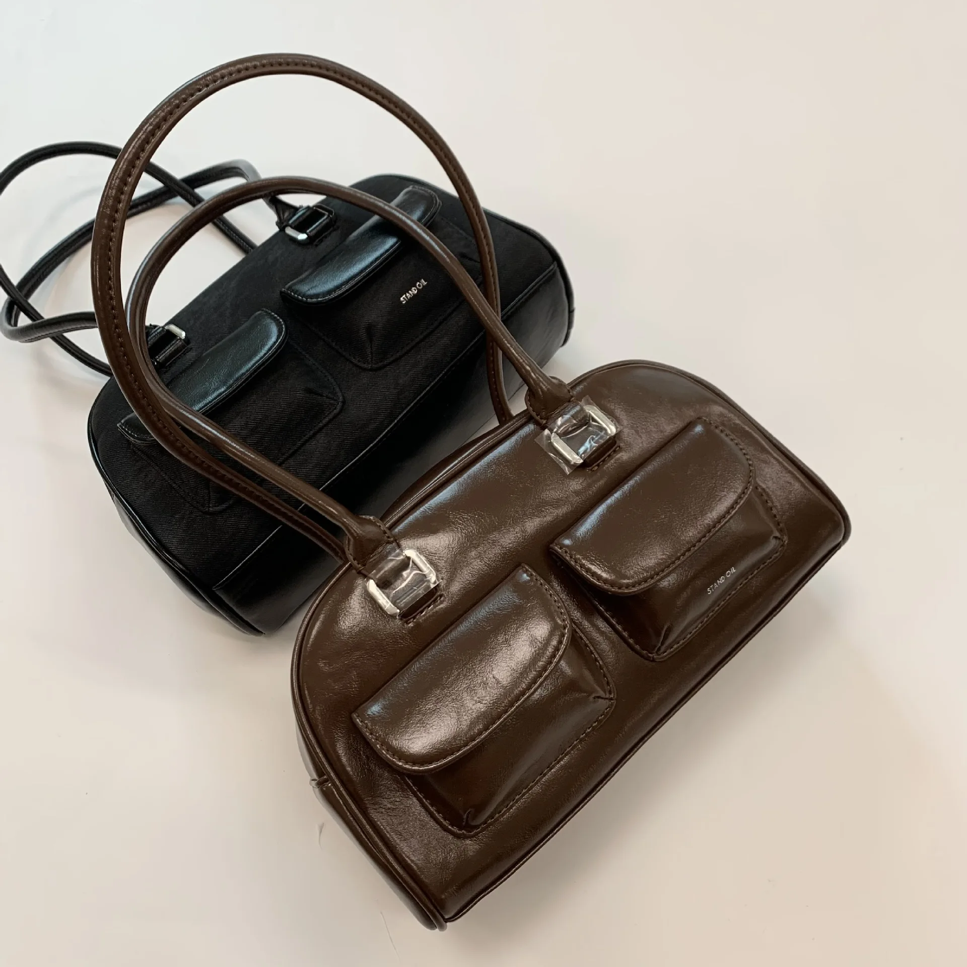 Stand Oil Chubby Bag Xu Yunzhen Same Style Bowling Bag Korean Designer Fashion Brand Women Handbag Minimalist Lady Underarm Bag