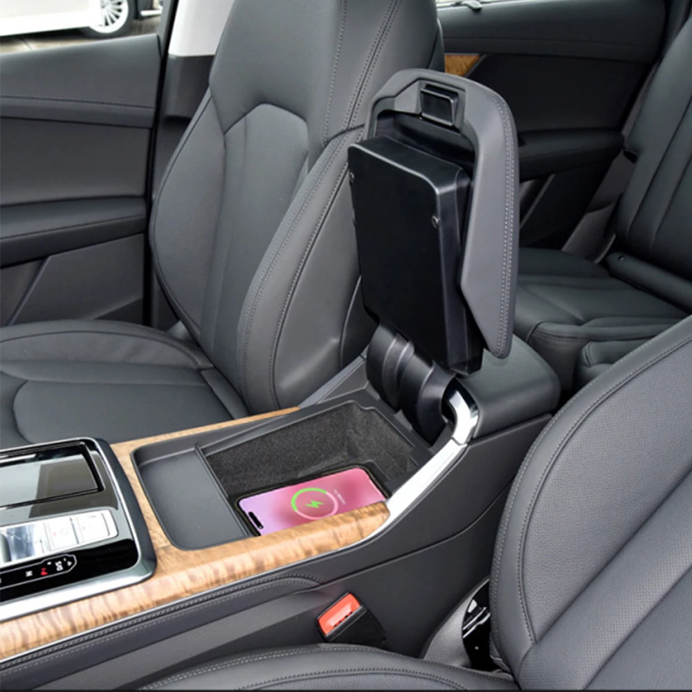 Car Wireless Mobile Phone Charger Center Console Storage QI