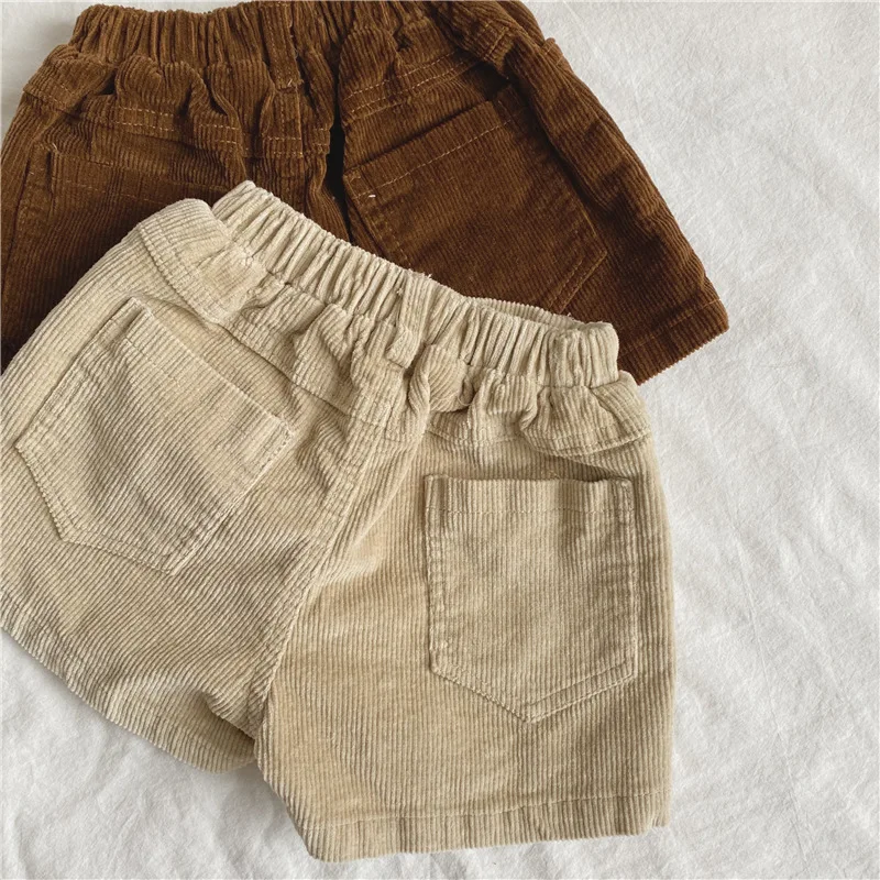 deer jonmi Autumn Korean Style Unisex Children Corduroy Shorts Solid Color Toddlers Kids Casual Shorts