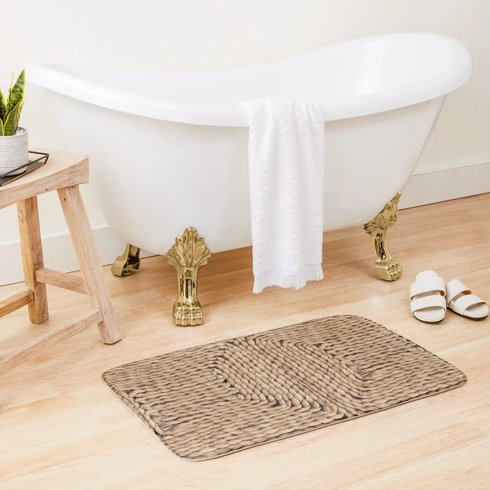 

Mediterranean rattan Bath Mat Absorbent Rug Entrance Doormat Carpet Bathroom