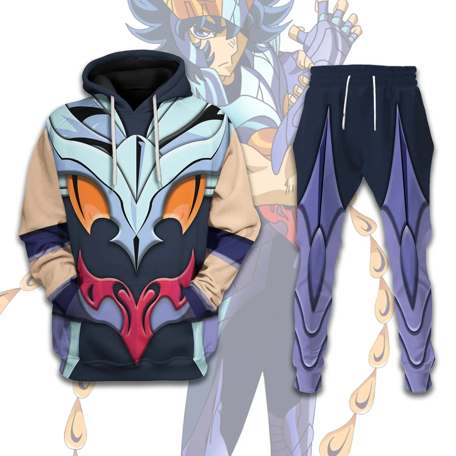 2025 Popular Cosplay Anime Saint Seiya printed hoodies pants sets 3D Street Harajuku Tracksuit sets Men's Sports two-piece suits 3