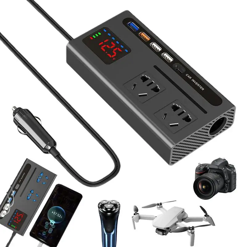 

Power Inverters For Vehicles 200W Fast Charging Ports Car USB Fast Charging Ports Car Car Charger For Laptop Vehicle Power