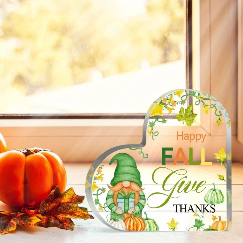 1pc Thanksgiving Day Happy Fall Autumn Maple Leaf Pumpkin Vine Acrylic Party Exhibition Supplies Room Desk Signs Plaques Decor