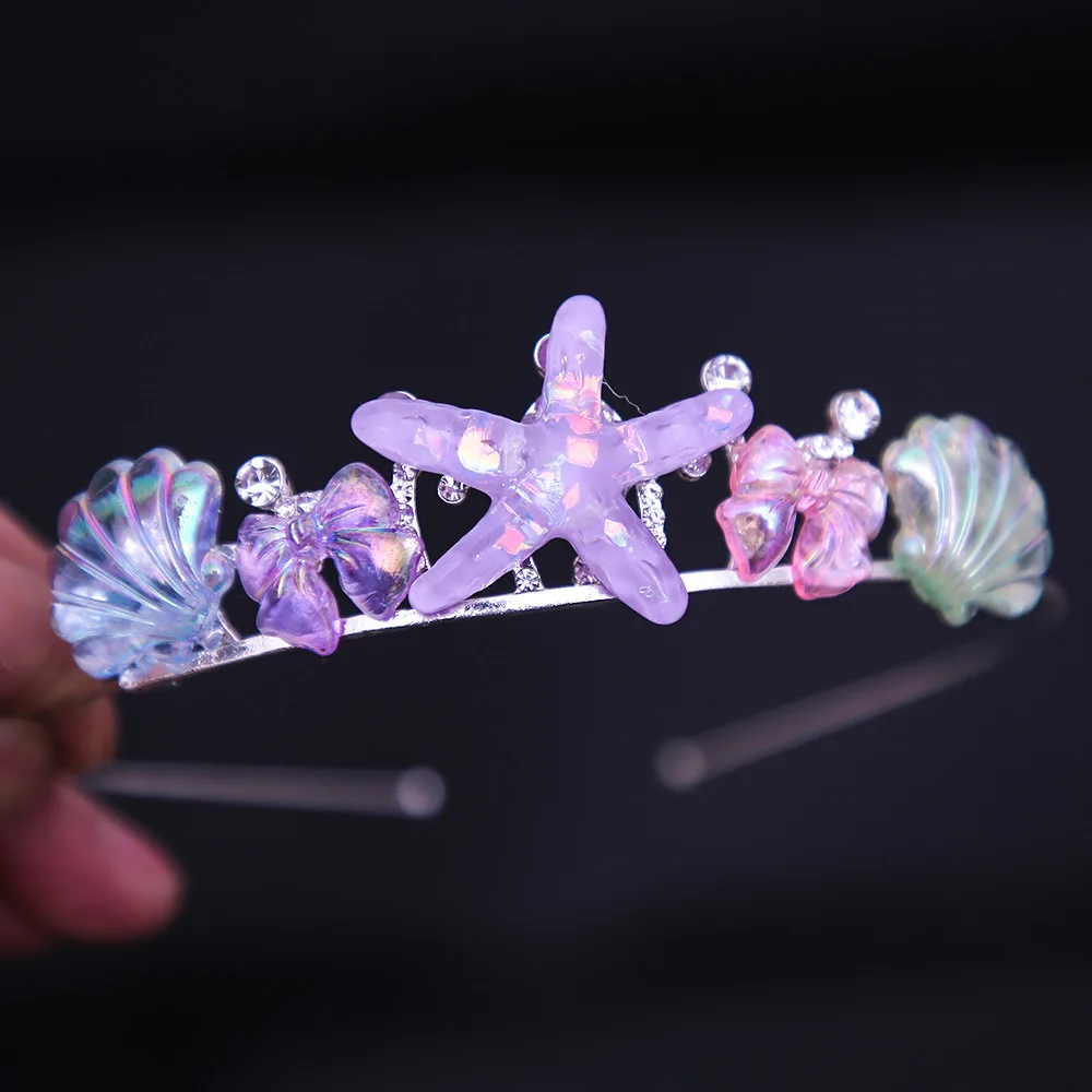 Little Mermaid Starfish shell Crown Mermaid Tail Headdress Beach Party Hat Children's Birthday Party Decoration hair accessories