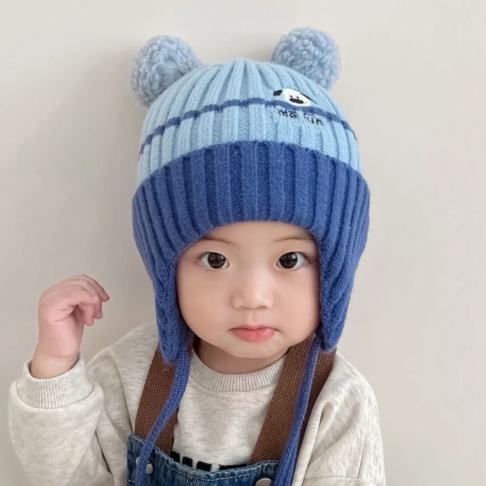 New Knitted Pullover Cap Warm Windproof Beanie Hat Coldproof Ear Protection Hat Autumn and Winter