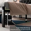 Twin Size Metal Bed Frame with Faux Leather Button Tufted Headboard, Heavy-Duty Platform Bed Frame with 12" Storage, Steel Slats 5