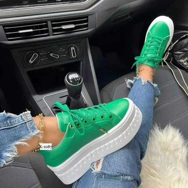 

Pmwrun 2022 Shoes Lady Vulcanized Shoes Outdoor Platform Shoes Female Casual Fashion Sneakers Women Flats Large Size 36~43