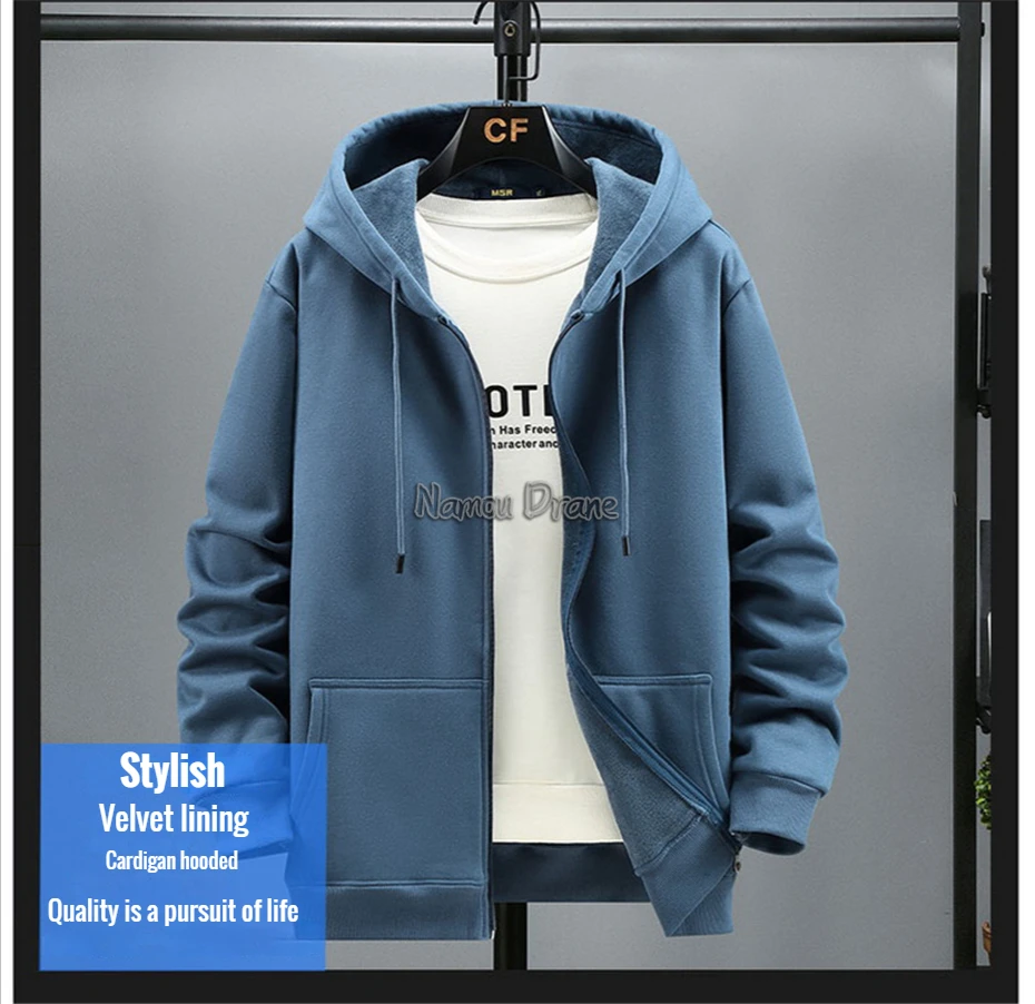 2023 Men Zip Oversized Hoodie Plus Sized Fleece Hood Long Sleeve Top Male Sweatshirt Zipper Loose Baggy Big Size Plus Large 12XL