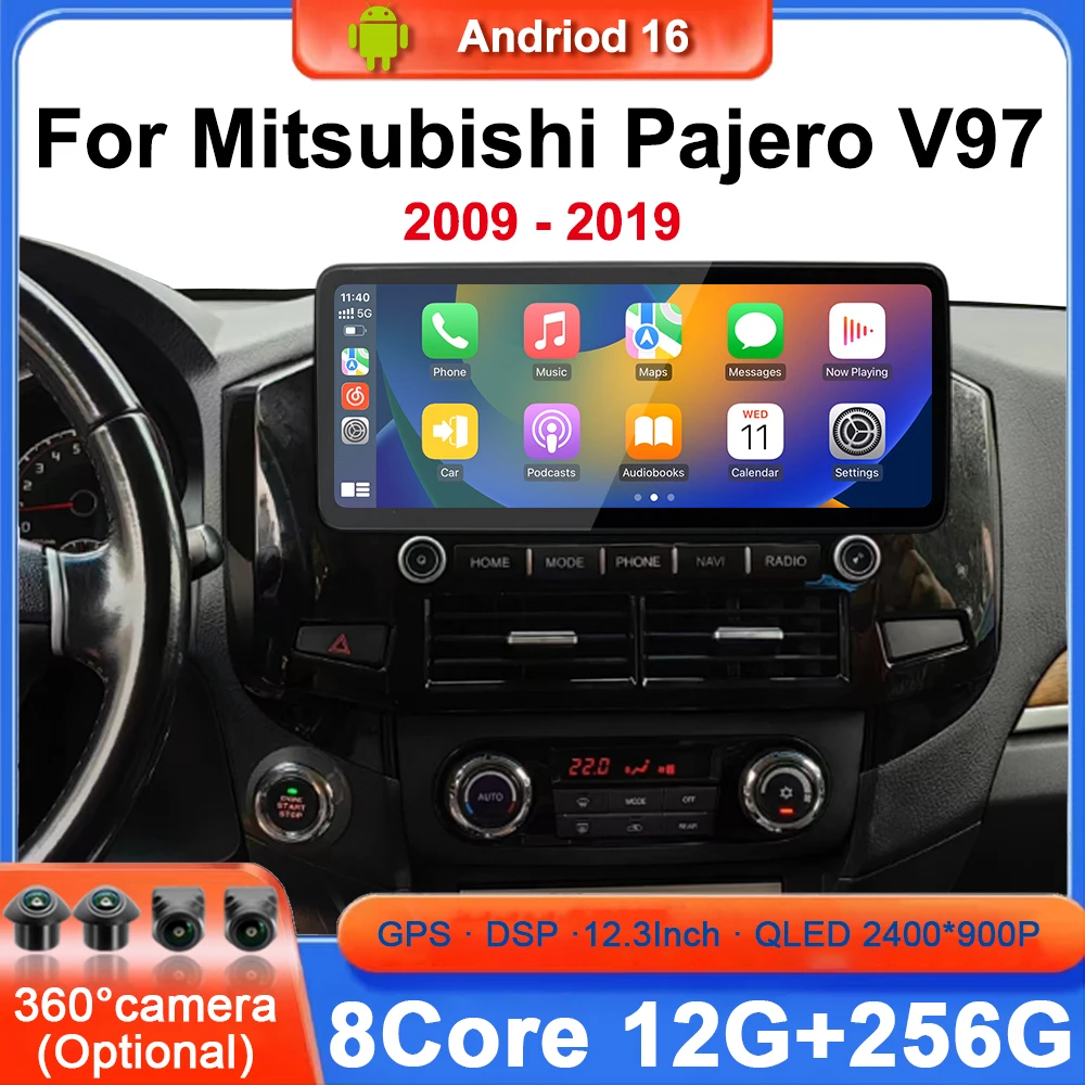 Carplay Android Auto para Mitsubishi Pajero V97 2009-2019, Radio Multimedia para Auto con DSP, Pantalla Táctil, GPS, Navegador, WiFi, 4G 1