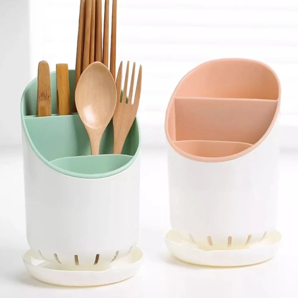Large Capacity Tableware Storage Rack New with Tray Space Saving Chopstick Holder Drainage Hole Detachable Scoop Spoon Cage 2