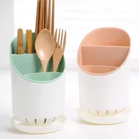 Large Capacity Tableware Storage Rack New with Tray Space Saving Chopstick Holder Drainage Hole Detachable Scoop Spoon Cage 2