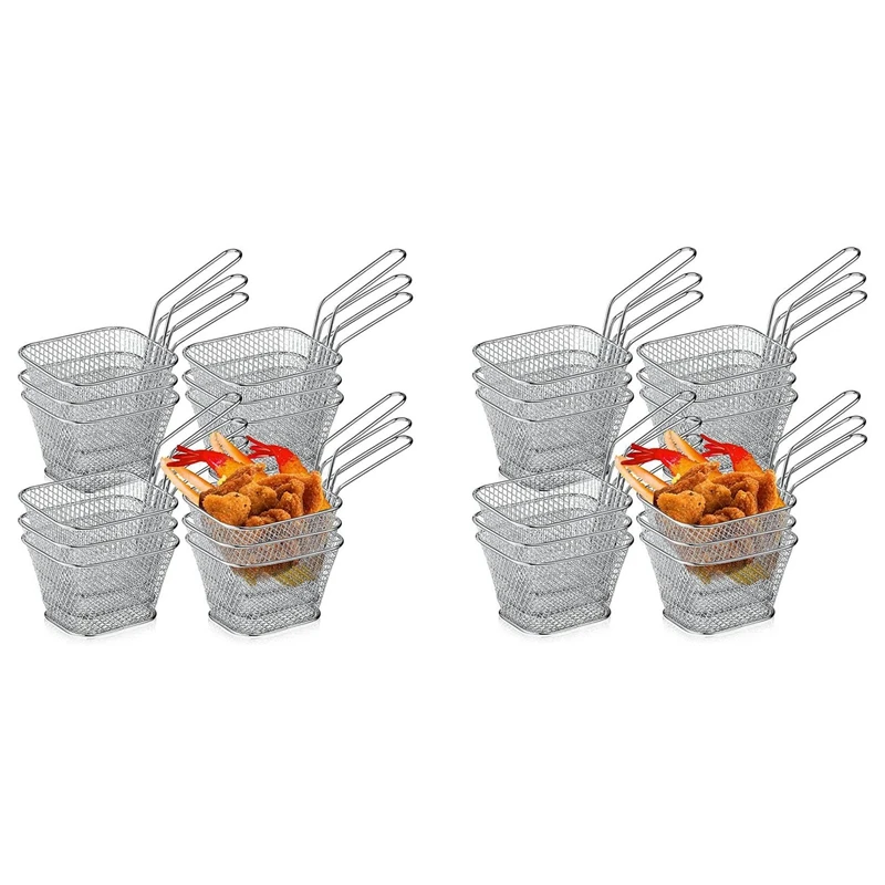 

2X Fry Basket French Fry Holder Chip Mini Basket Food Baskets For Serving Reusable Fries Holder Deep Fryer For Home