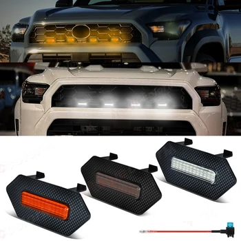 Per il 2025 Toyota 4Runner TRD Pro Auto Griglia Anteriore Luci Griglia Anteriore LED Lampade di Avvertimento Luci Diurne Bianco Ambra Affumicato