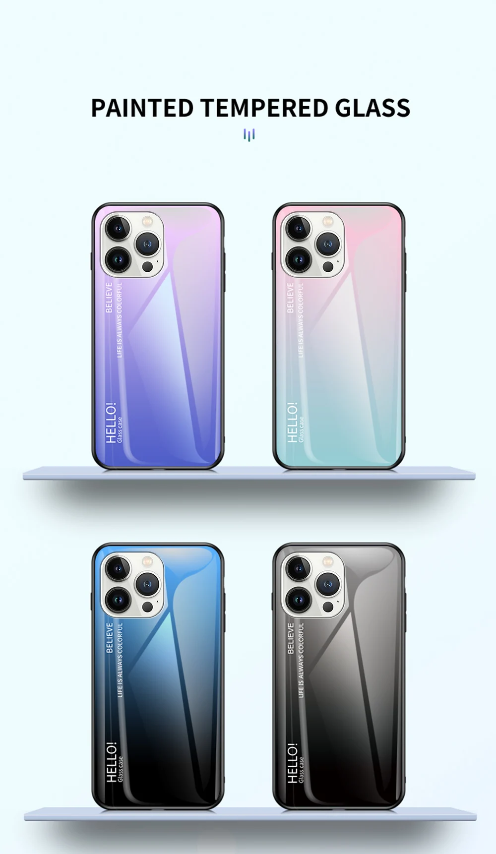 Gradient Glass Phone Case For Iphone, Stylish Protective Cover_voghion.com
