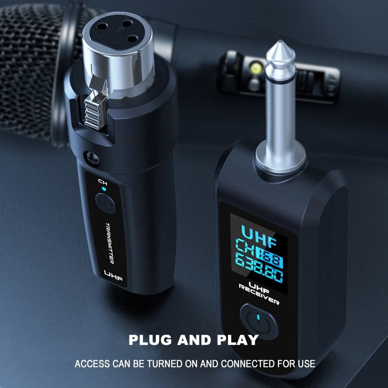 UHF XLR Adapter System Wireless Microphone Transmitter Receiver System for Dynamic Microphone Guitar Audio Mixer PA System