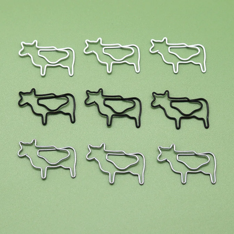 

2024 New Farm Animal Paper Clips Decorative Dairy Cattle Cartoon Shaped Paper Clip Metal Cute Cow Shape Paperclip Bookmark Pin