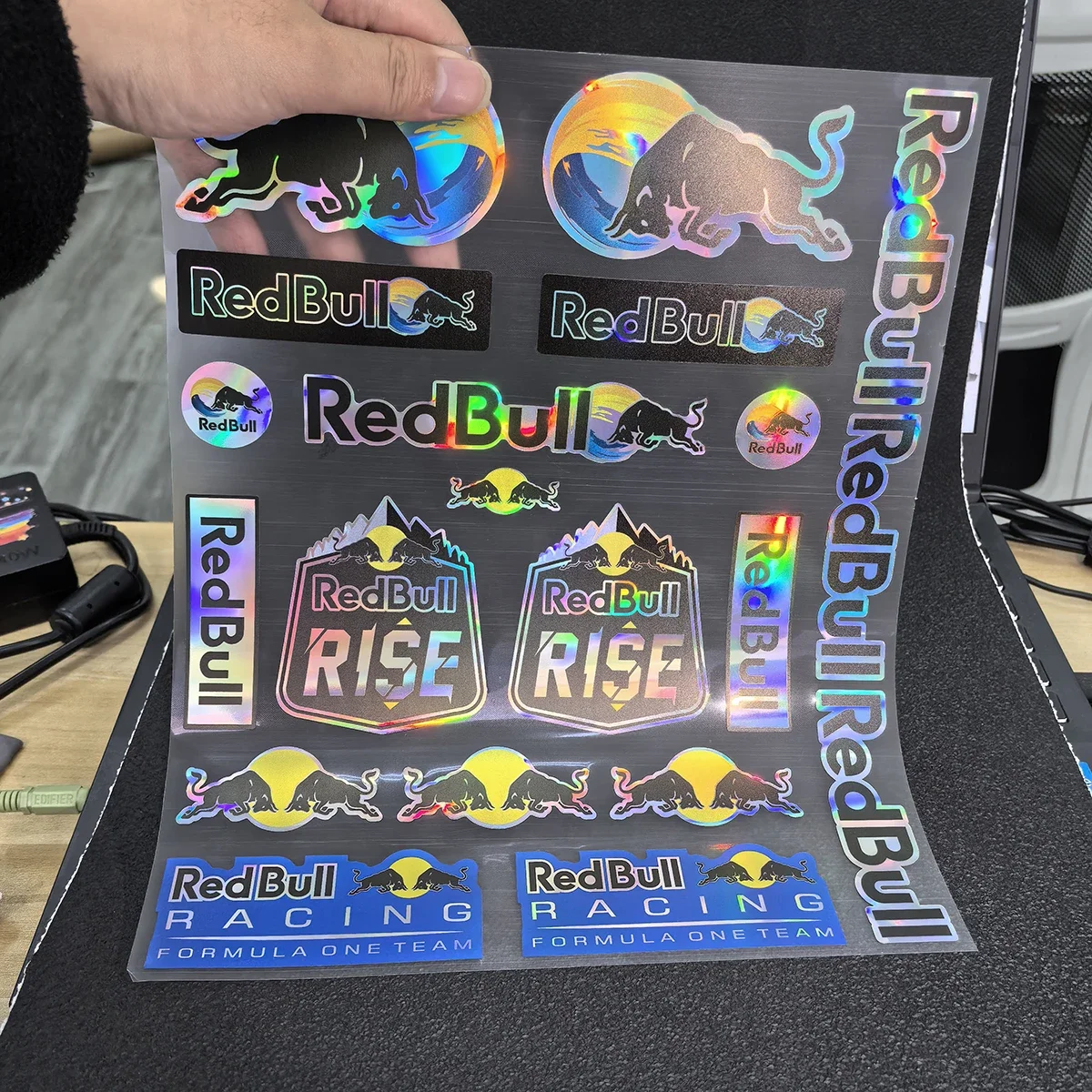 Laser red bull adesivo logotipo motocicleta decalque kit reflexivo para yamaha honda suzuki kawasaki ktm ducati bmw